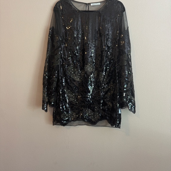 12th Tribe Black Sheer Sequin Dress - Picture 3 of 5